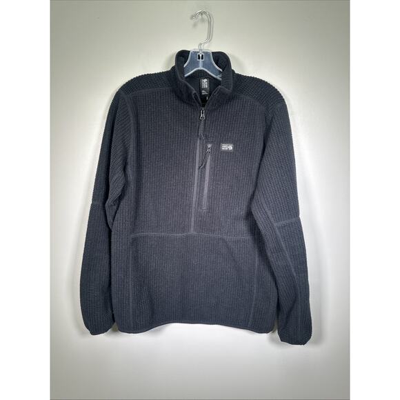 Mountain Hardware Explore Fleece Half Zip Mens S Waffle Texture Black Outdoors - Picture 1 of 8